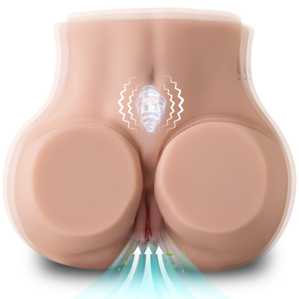 Realistic sex doll back waist close-up demonstrating flexible internal structure