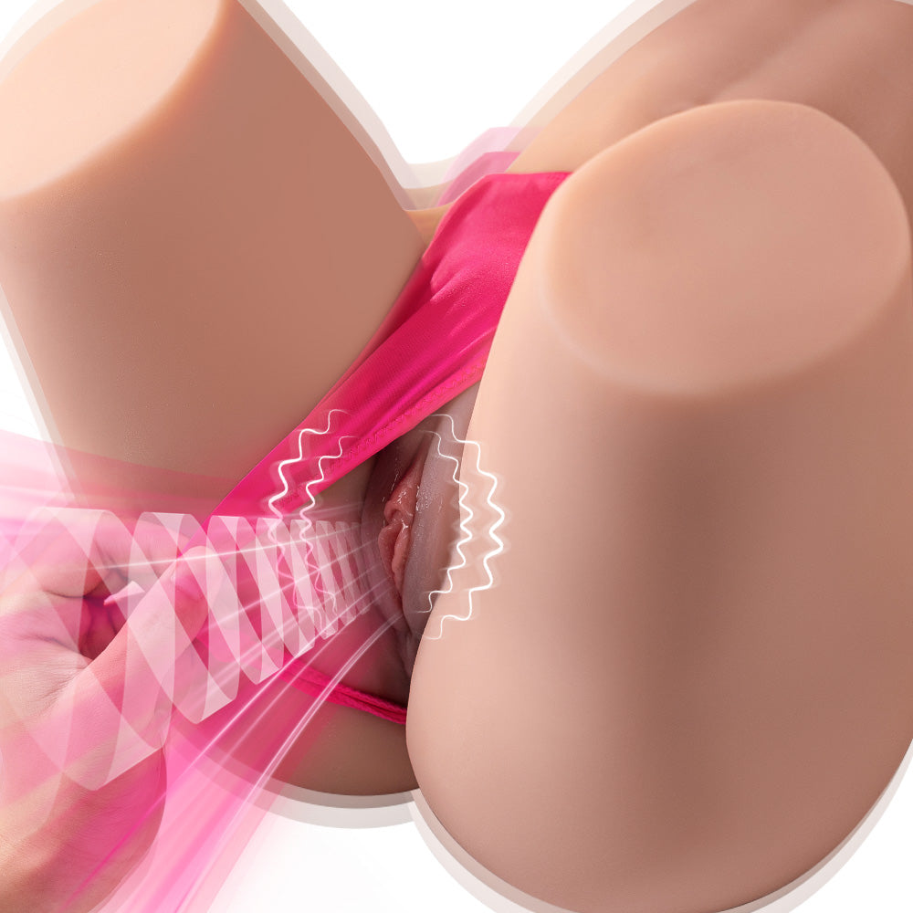 Close-up of realistic female sex doll vagina area